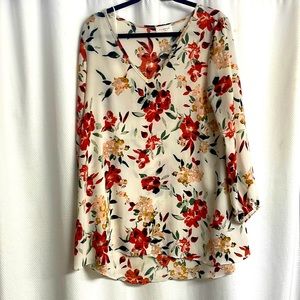 Long sleeve cream with floral print dress. Can also wear as a tunic with legging